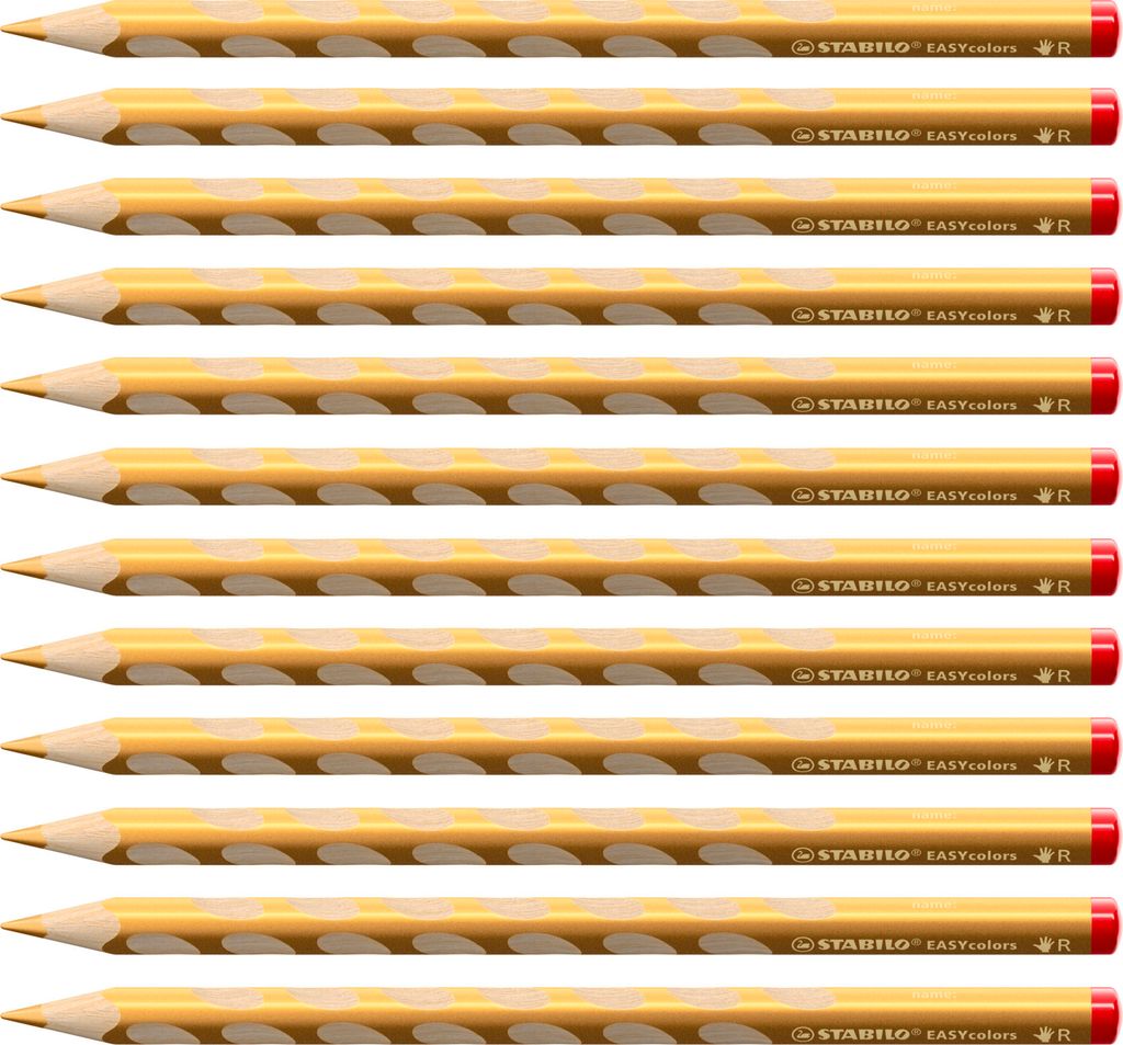 STABILO Ergonomischer Buntstift für Rechtshänder - EASYcolors - 12er Pack - gold