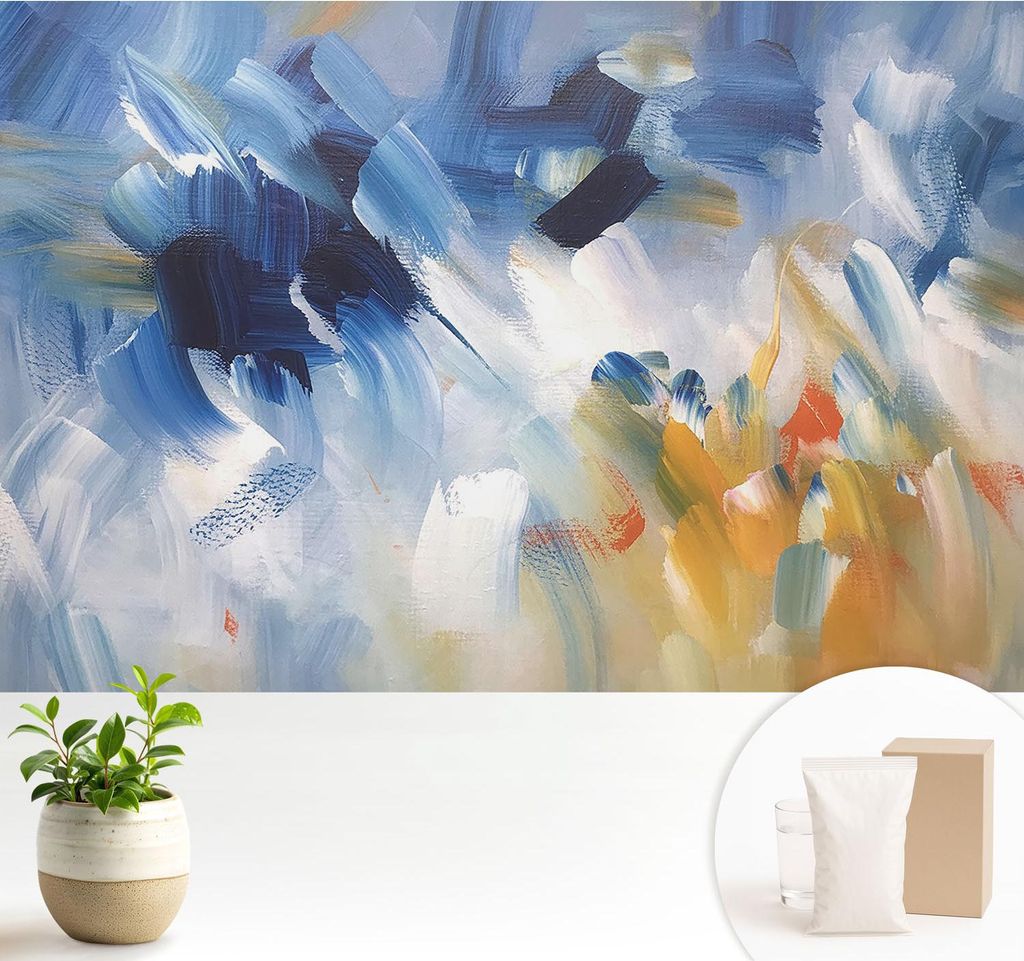 Fototapete - 104x70 cm - Tapete - Wandtapete - Wandbilder - Dekofolie - Tapete Folie - Wand - Dekoration - Wohnzimmer - Bunte Pinselstriche