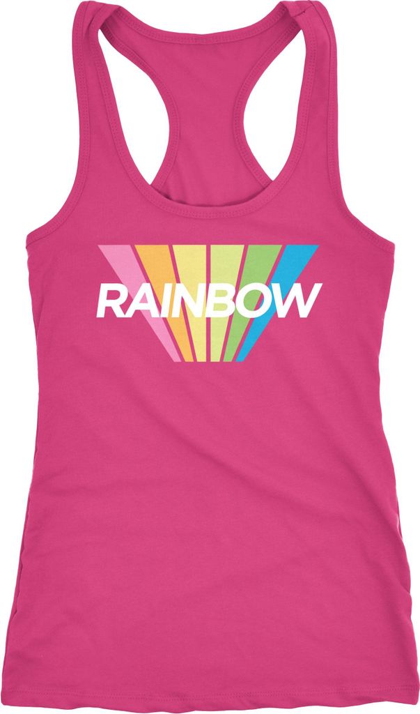 Damen Tank-Top Aufdruck Schriftzug Rainbow Regenbogen Sommer Fashion Racerback Neverless alt-rosa L