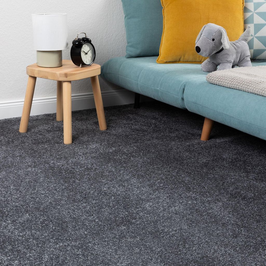 Steffensmeier Teppichboden Korsika Meterware | Auslegware für Kinderzimmer Wohnzimmer Schlafzimmer | Anthrazit, Größe: 200x700 cm