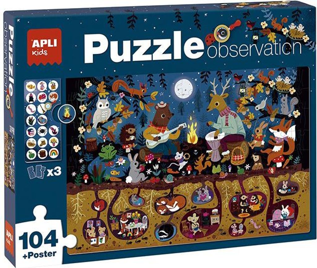 APLI Kids APLI - Waldbeobachtungspuzzle 104-teilig
