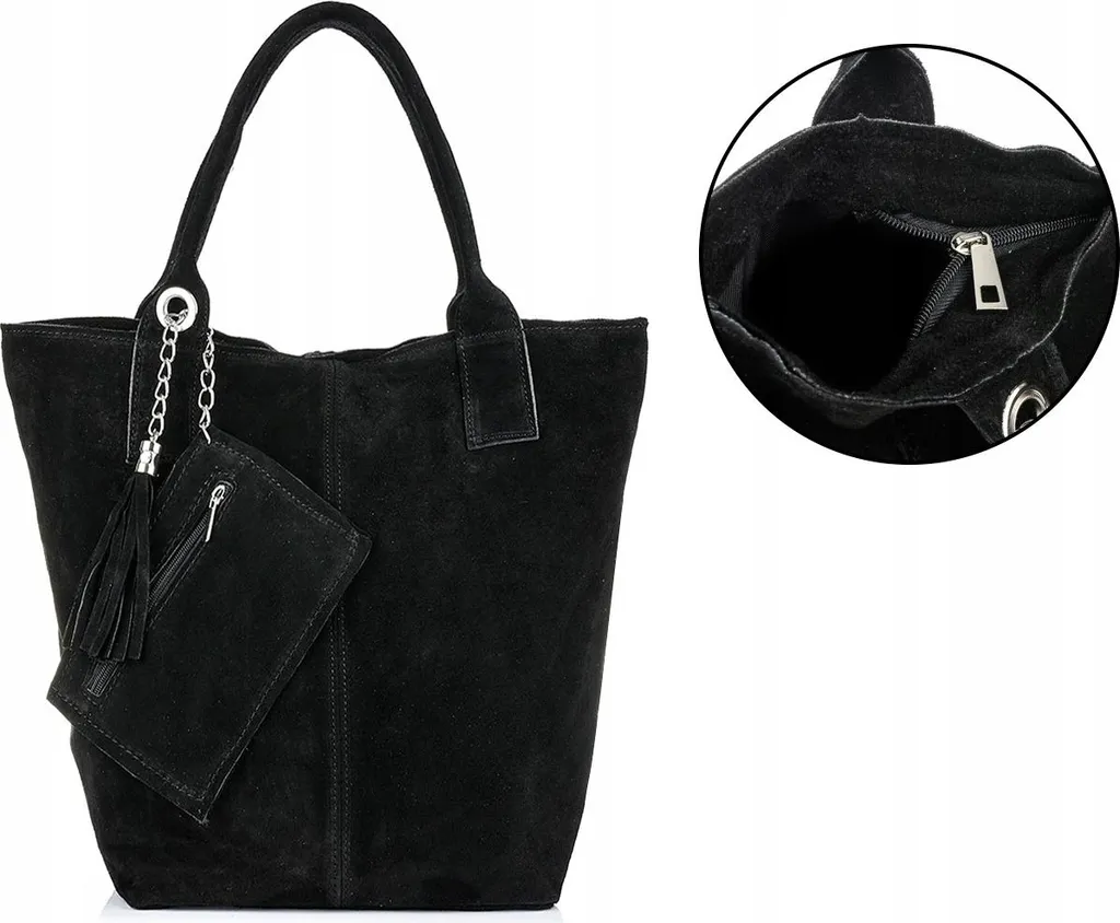 Sac en daim italien A4 avec fermeture éclair - Grand Cabas en Cuir Souple