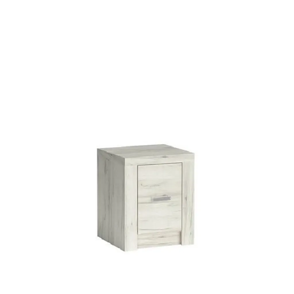 Comodino Scandinavo BESS Bianco e Rovere | Arredo Notte Salvaspazio