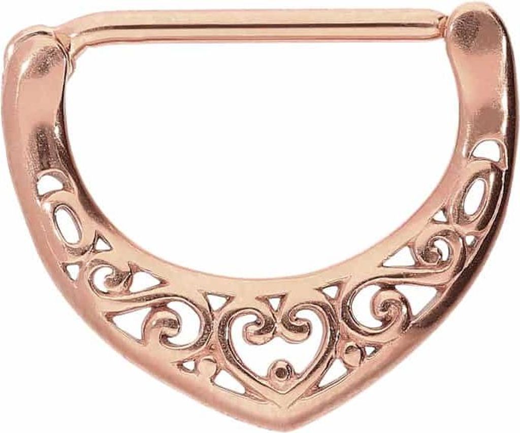 Brustwarzenpiercing, Chirurgenstahl Nippelpiercing Clicker ORIENTALISCH RoséGold Stablänge: 16mm