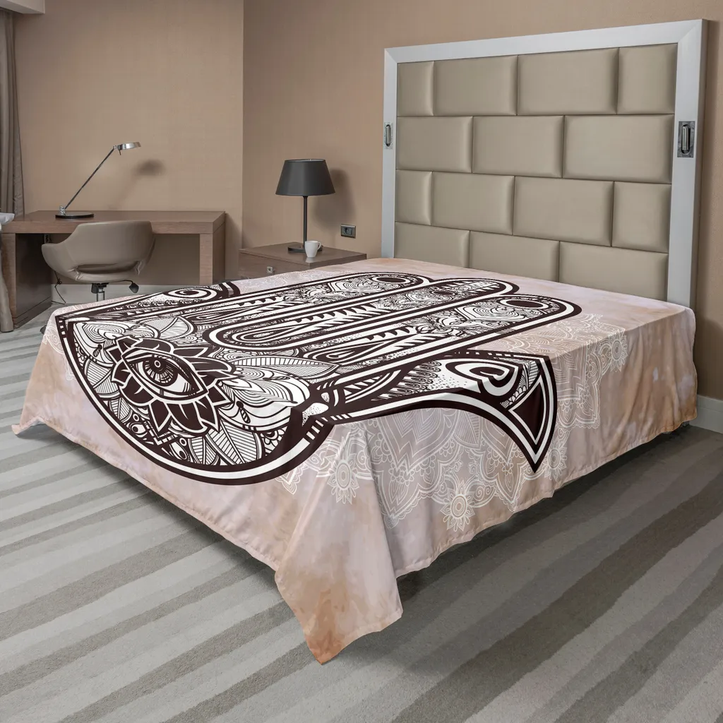 ABAKUHAUS Hawaii Lenzuolo con Angoli, Sketch Stile Palme, Morbido Tessuto Decorativo da Letto Tasca Elastica a Tutto Tondo, 120 x 190 cm, Forest Green Pale Green
