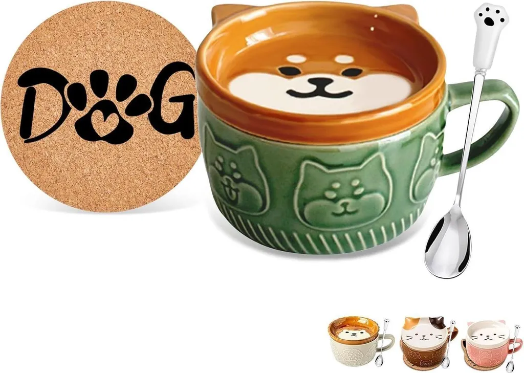 Set Tazze Gatto in Ceramica con Coperchio | Regalo Natale Bambini