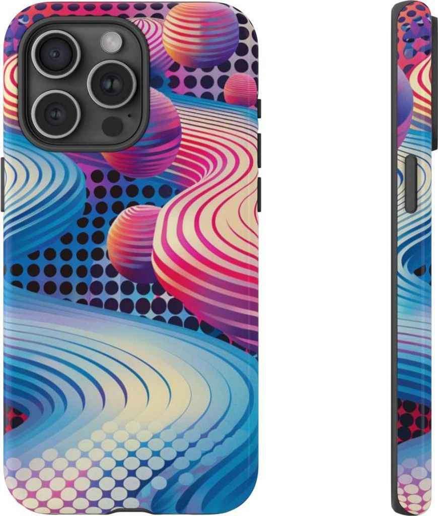 Bunte 3D-Wellen und Kugeln – Hülle Kompatibel mit iPhone 15 Pro Max