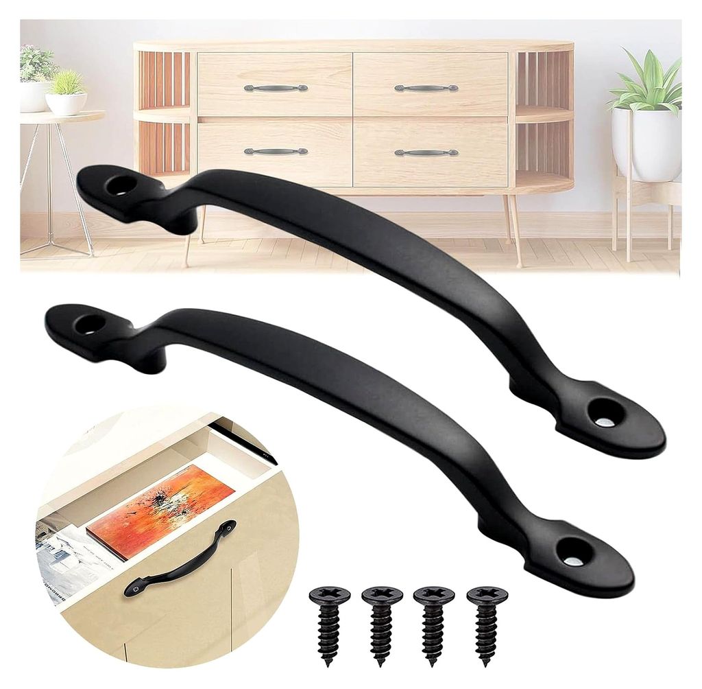 2 Stück Türgriff Möbelgriff, Schrankgriffe Schwarz, Schublade Türgriff, Edelstahl Griffe, Mit 4 Schrauben, Für Kleiderschrank, Gartentür, Sch...