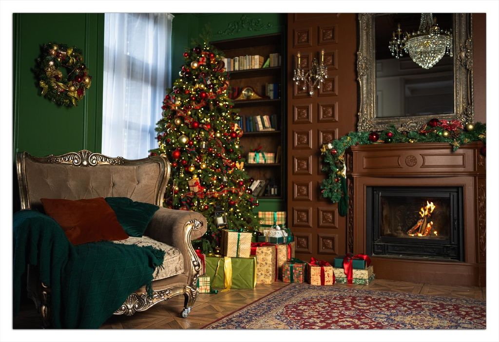 Wallario Poster - Weihnachtszauber im Wohnzimmer, Kunstdruck Größe: 61 x 91,50 cm