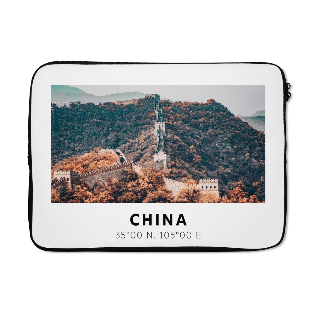 MuchoWow Laptop Hülle 13 Zoll Chinesische Mauer - Herbst - Asien Laptoptasche - Laptophülle - Sleeve - Rundumschutz