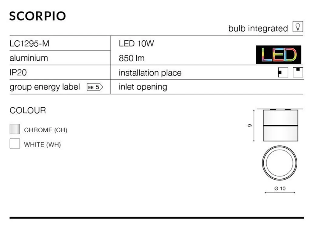 Projecteur intérieur Scorpio AZ2952 Azzardo avec réflecteur orientable - 3