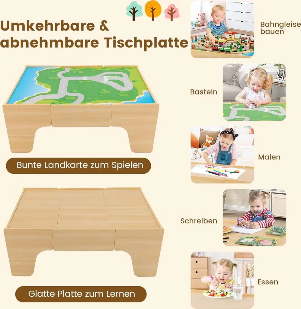 Espace de Jeu Enfant Complet : Table de Train en Bois Multiactivités