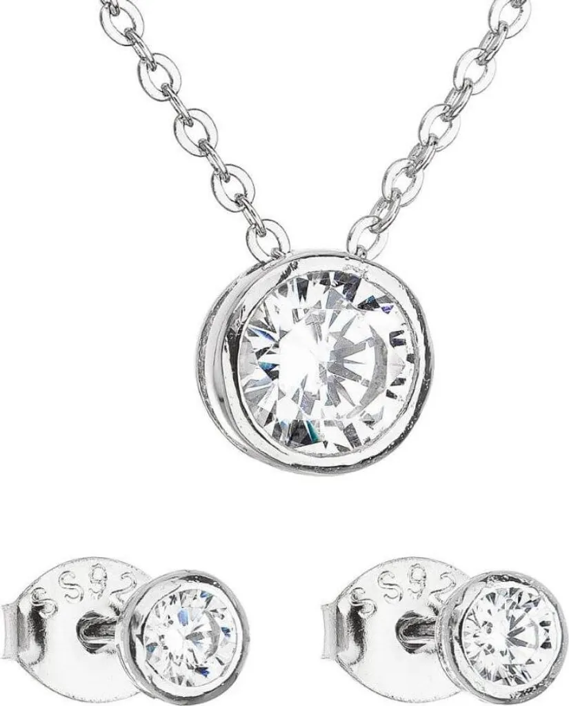 Parure bijoux pour mariage : Collier et boucles zircon pour mariée