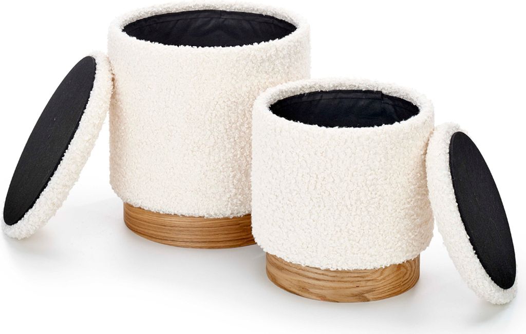 Halmar Hocker mit Stauraum (2 Stück) Cancun - Creme / Natur Produktbild 3
