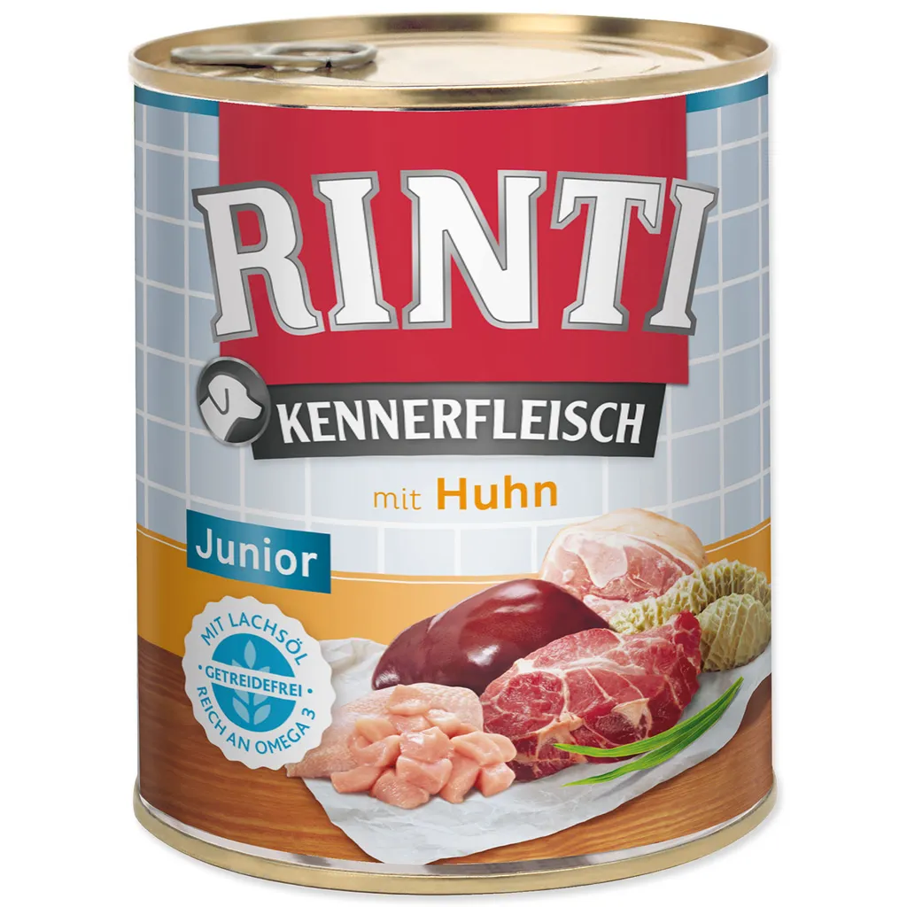 Rinti Kennerfleisch Poulet 12x800g - Pâtée Junior Riche en Viande 9600g