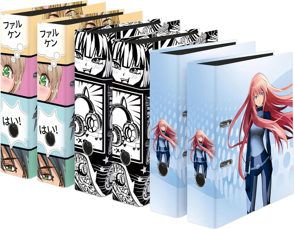 Original Falken 6er Pack Motiv-Ordner Manga sortiert.  Produktbild 