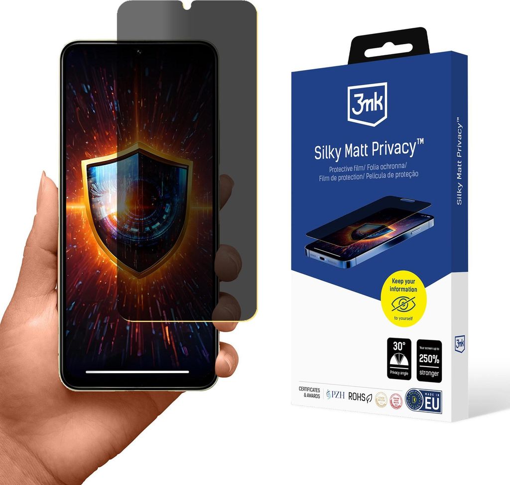 3mk Display Schutzfolie Privatisierung Film Handyfolie Silky Matt Privacy für Redmi 14R 5G Self-Heal