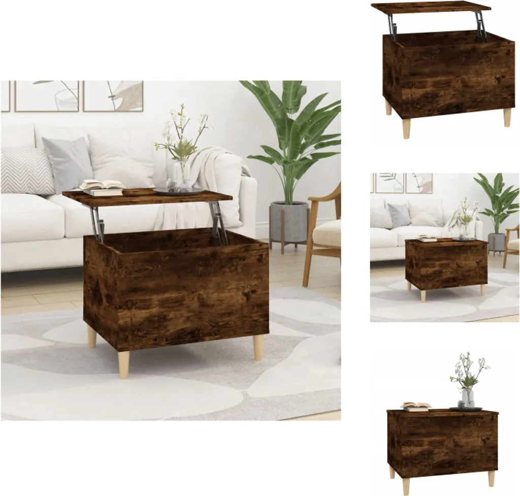 Table de Salon en Bois Composite Chêne Fumé 60 cm Finition Résistante