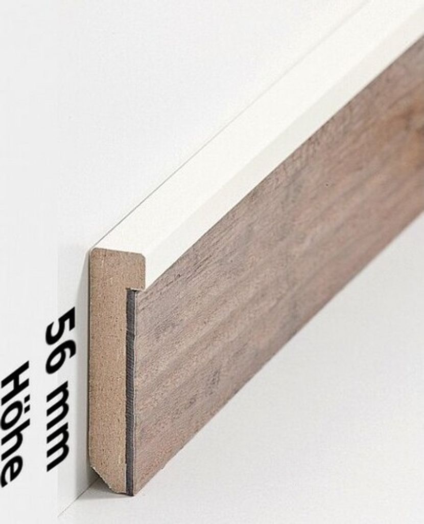 Sockelleiste MDF 13 x 56 x 2500 mm Creme MDF-Kern foliert Fußleiste für Vinylboden by PROVISTON 12.5 Meter | 5 Stück