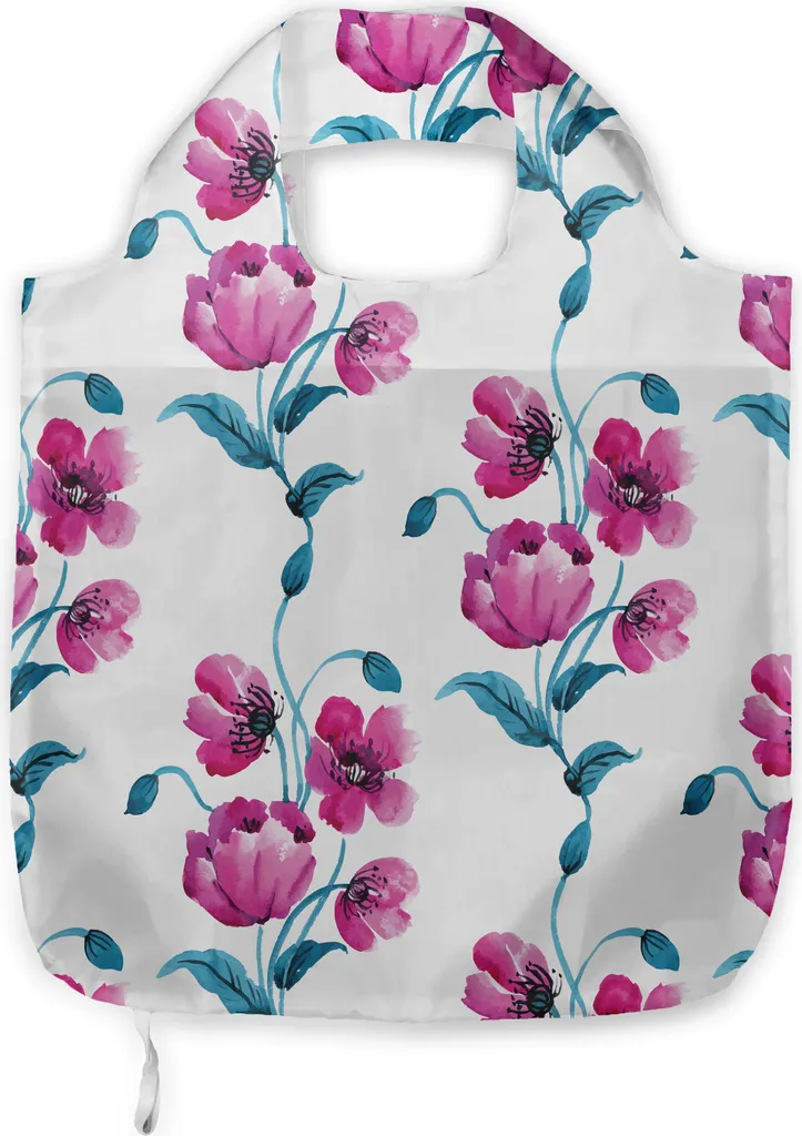 ABAKUHAUS Borsa Spesa Fiori Papaveri: Shopper Pieghevole Alta Qualità