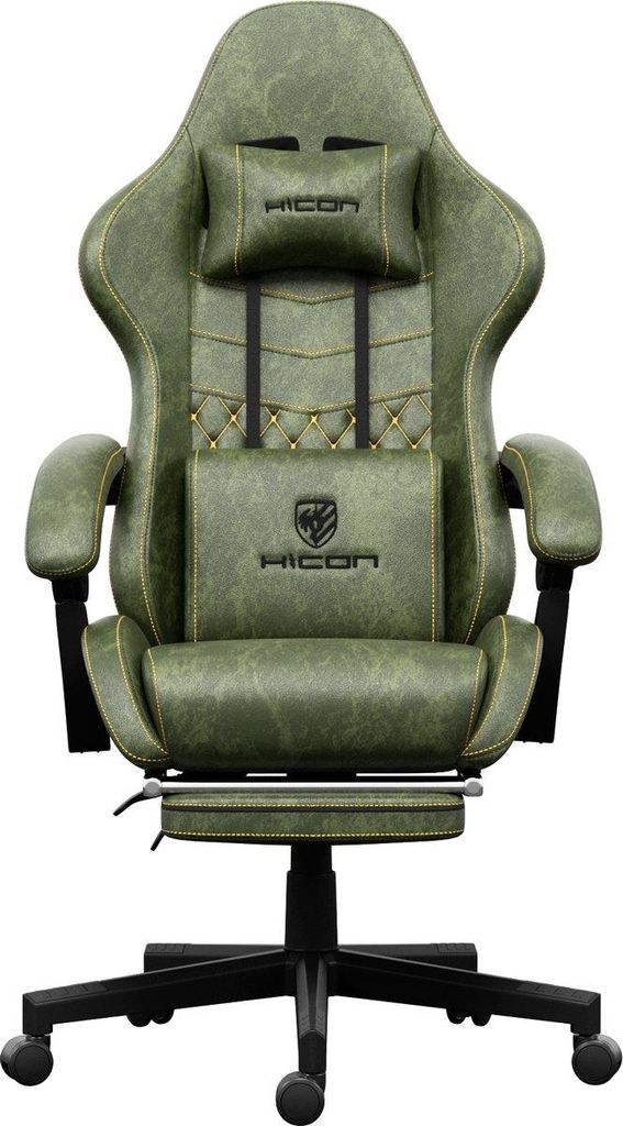 HICON Vittoria Gaming-Stuhl – Ergonomisch – Verstellbar – Renn-Gaming-Stuhl – Grün