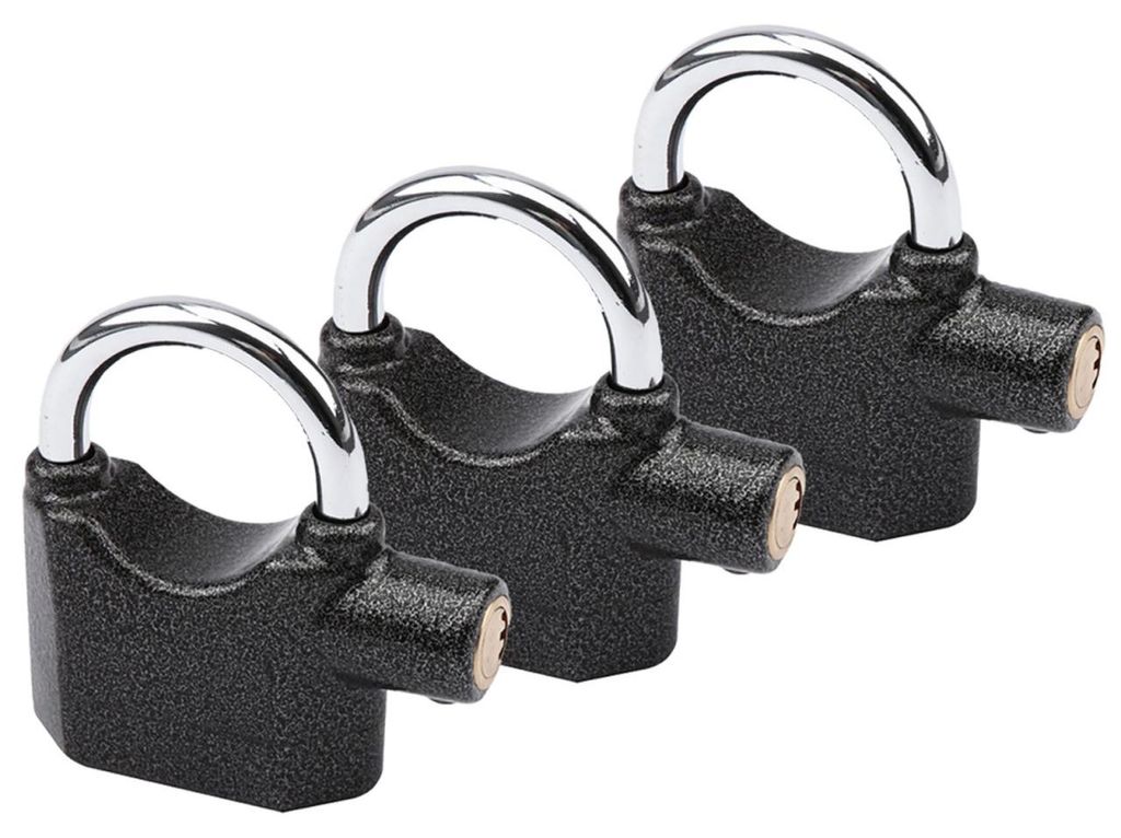 3 Stück OLYMPIA S 100 Premium Vorhängeschloss mit Sirene, Produktbild 