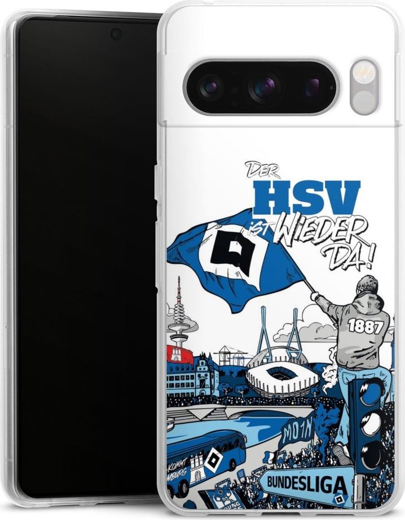 DeinDesign Handyhülle für Google Pixel 8 Pro Silikon Hülle Case Smartphone Schutzhülle Aufstieg Hamburger SV Offizielles Lizenzprodukt