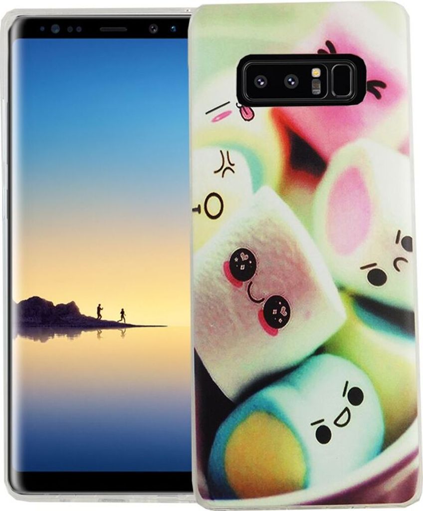 Handy Hülle für Samsung Galaxy Note 8 Cover Case Schutz Tasche Motiv Slim Silikon TPU Schriftzug Marshmallows