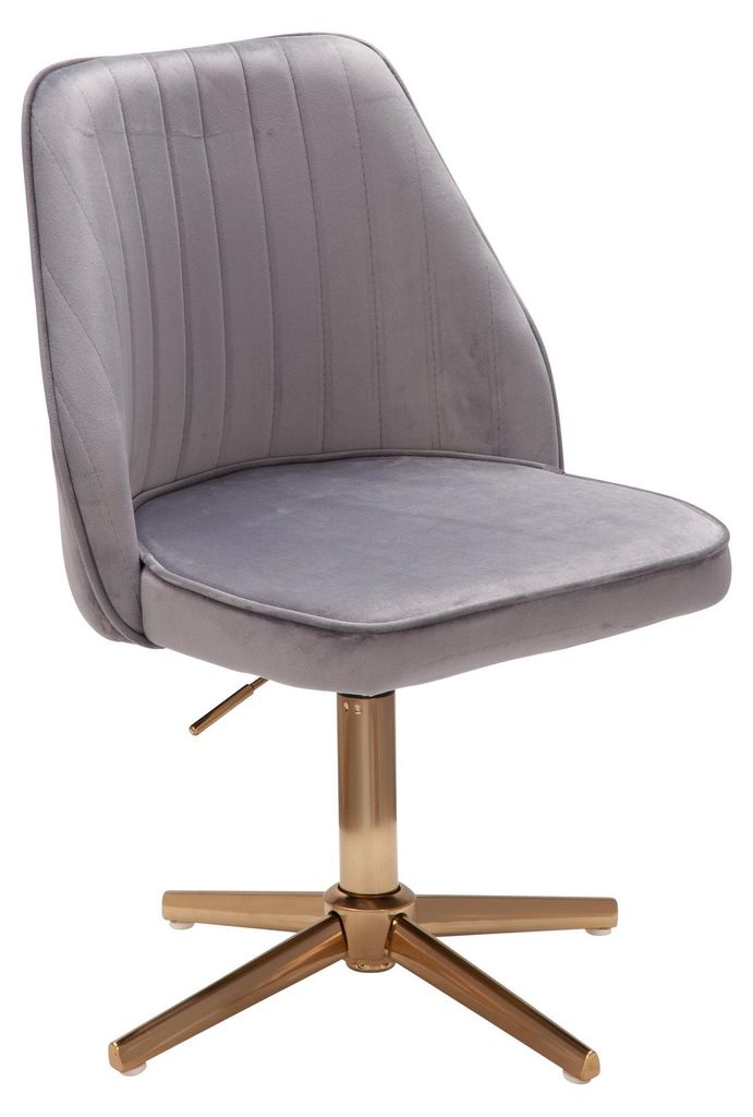 WOHNLING Bureau stoel, grijs, fluweel, draaistoel met Productafbeelding 
