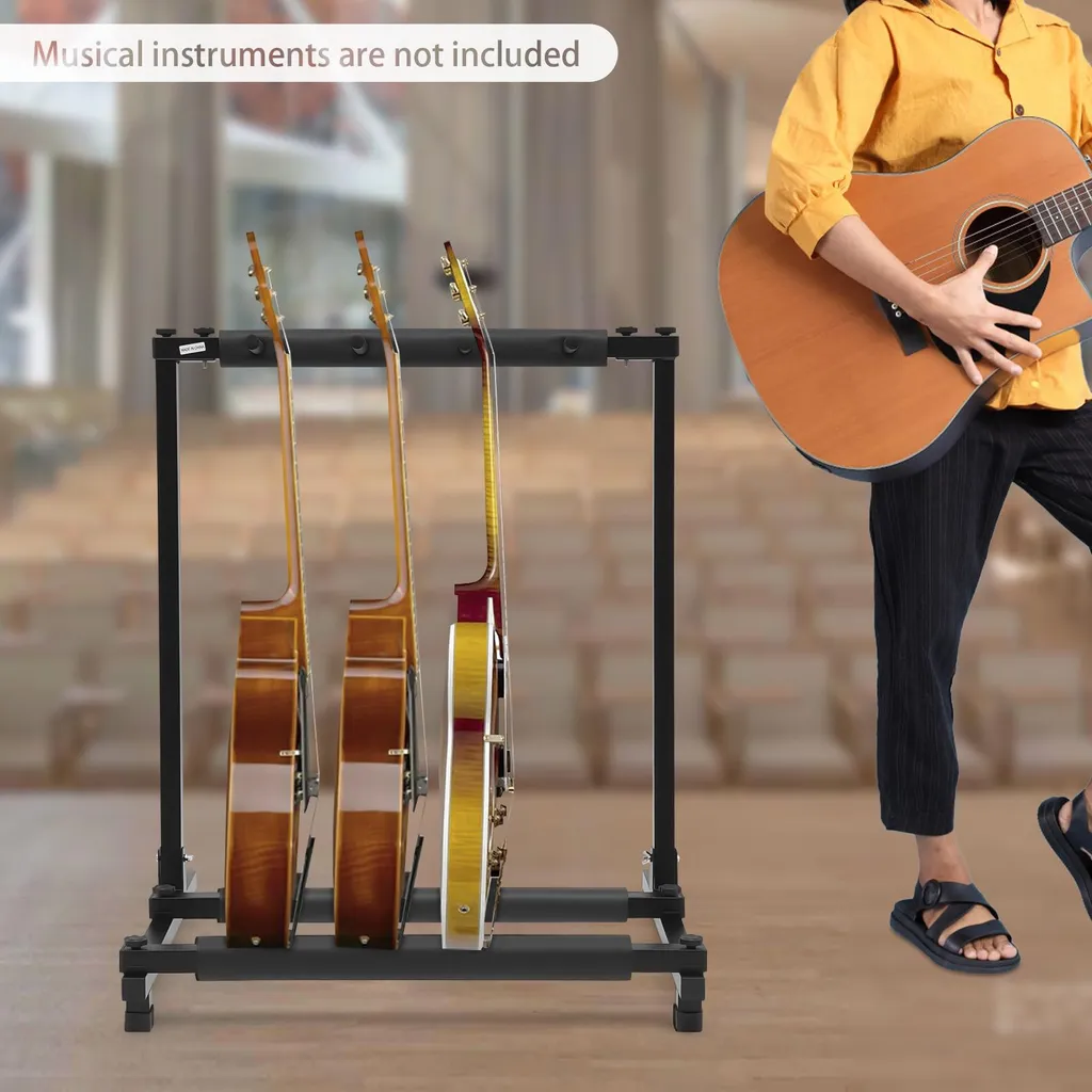 Stand pour 3 Guitares Idéal Studio et Salon - Structure Fer Résistante