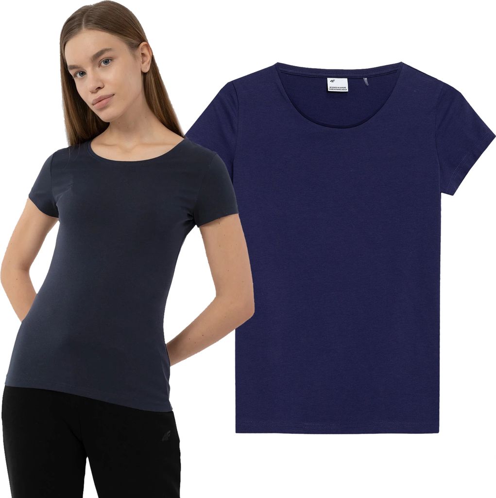4F Damen T-Shirt Sport Baumwolle F731, Farbe: Dunkelblau, Große: M