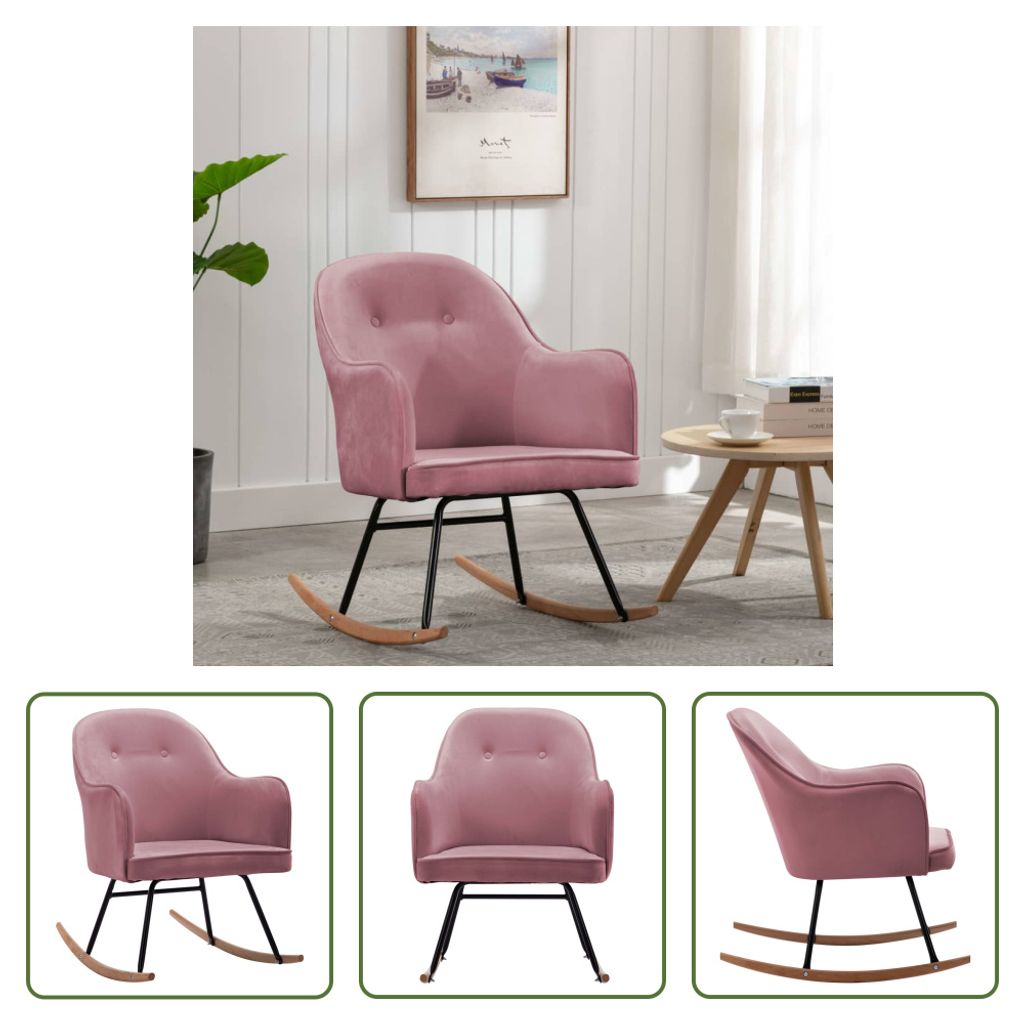 The Living Store Schaukelstuhl Rosa Samt