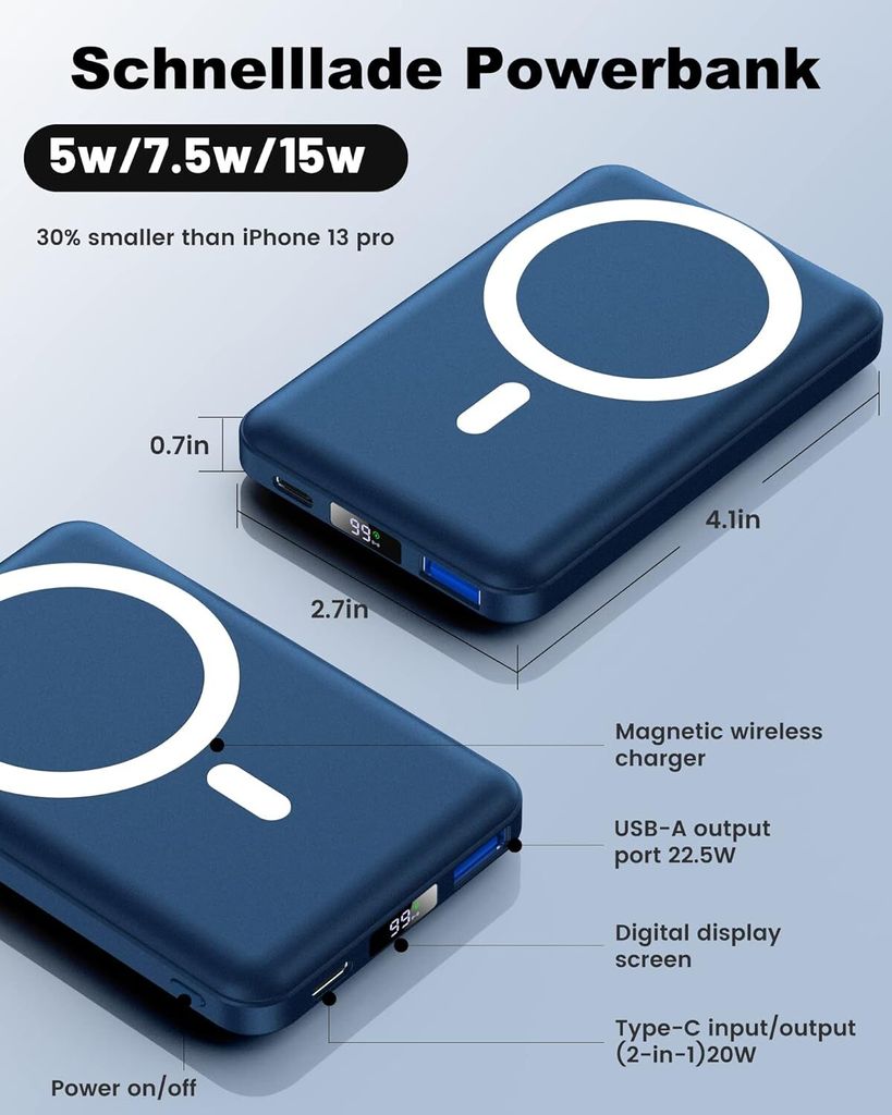 MagSafe PowerBank Wireless, 10000mAh Magnetische Power Produktbild 3