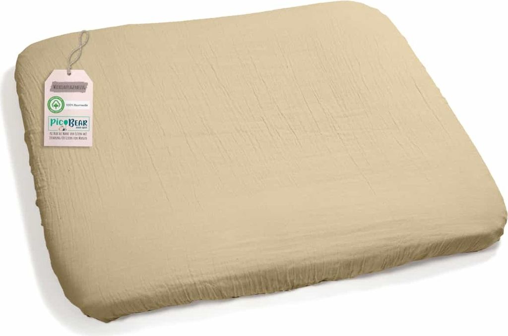 pic Bear Bezug aus 100% Baumwolle Musselin mit Gummizug für Wickelauflage ca. 75x85cm Motiv: tender peach Musselin