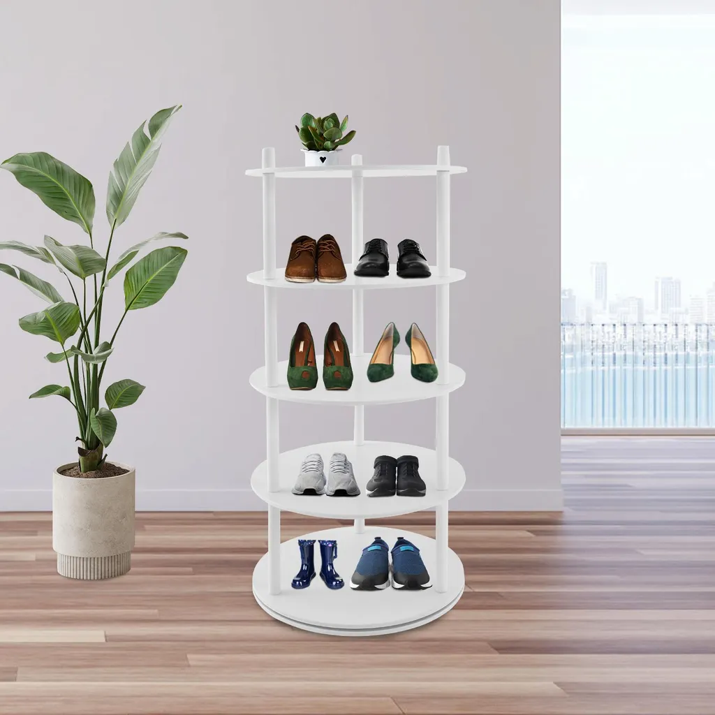 Range-chaussures 4 tablettes PVC blanc - Structure légère et robuste - 5