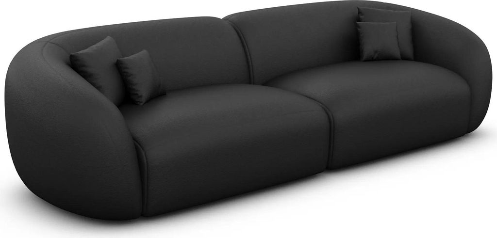 Echtleder 4-Sitzer Couch Gaia Schwarz