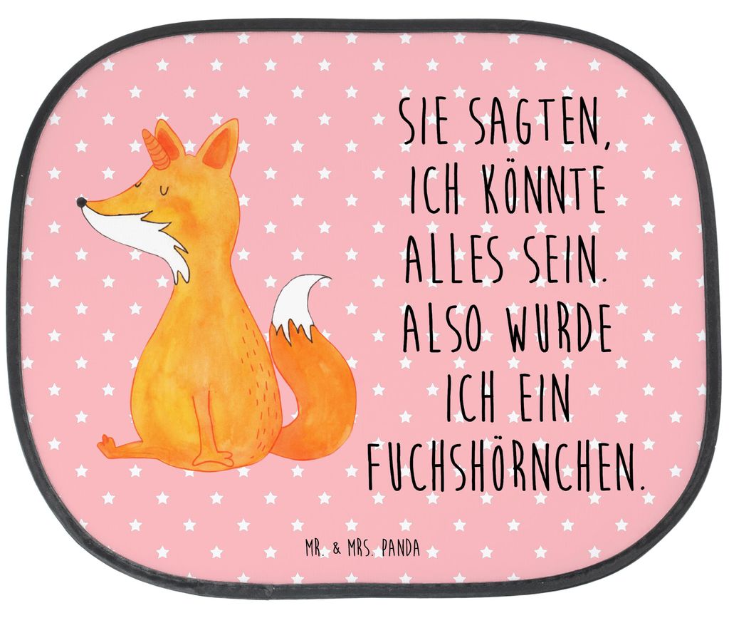 Mr. & Mrs. Panda Hitzeschutz Auto Einhorn Wunsch - Rot Pastell - Geschenk, Füchse, Unicorns, Einhörner, blendschutz, Unicorn, Sonnenblende, Fuchs...