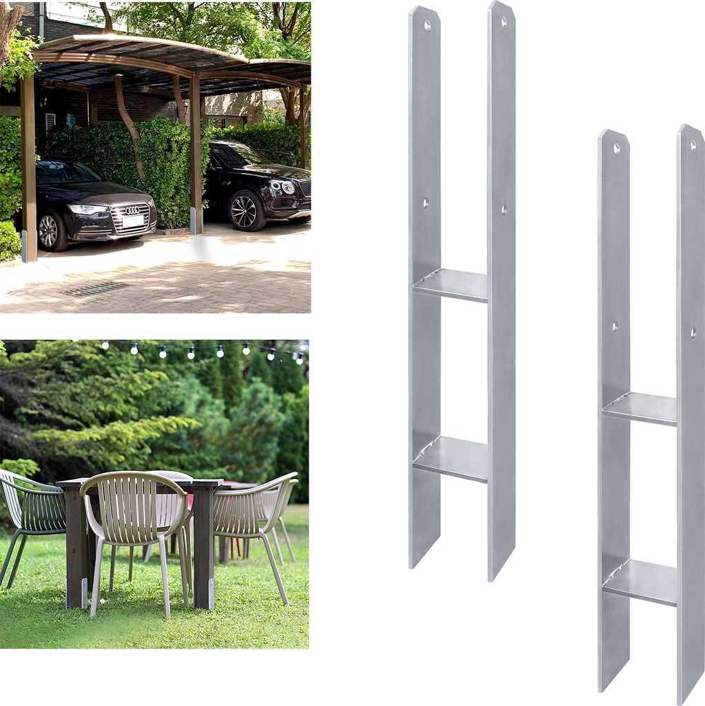ACXIN 2 Stück H-Pfostenträger H-Anker Pfostenanker Set,Ausführung 91x600mm, Materialstärke 5mm