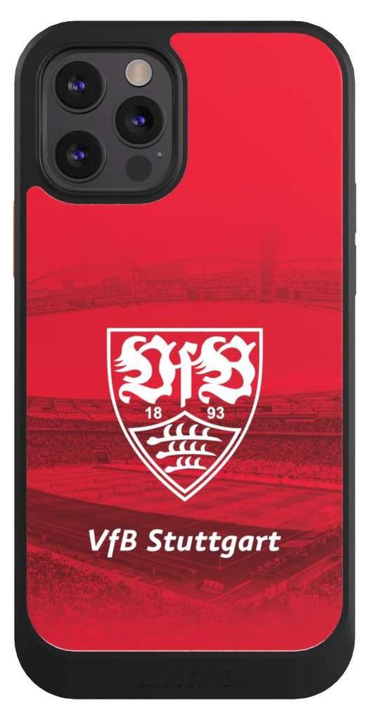 NIVOCASE Hülle für Apple iPhone 12 Pro Handyhülle NIVOcore Case Schwarz Offizielles Lizenzprodukt Stadion VfB Stuttgart