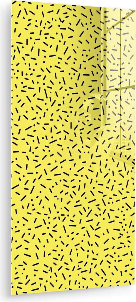 MuchoWow Glasbilder - Bilder auf Wandbild - Foto auf Glas Spiele - Punkte - Streifen - Gelb 40x80 cm Wanddekoration aus Glas - Acrylglasbild - Acry...