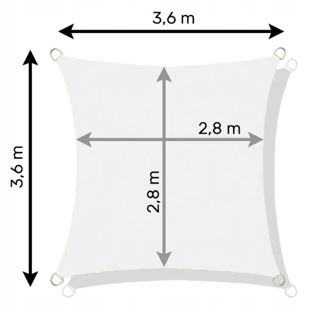 Vela Ombreggiante Zolta 3.6m x 3.6m - Tessuto Tecnico Impermeabile UV95 - 2