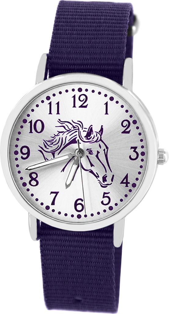 Armbanduhr Mädchen Pferd violett Kinderuhr wasserdicht Produktbild 