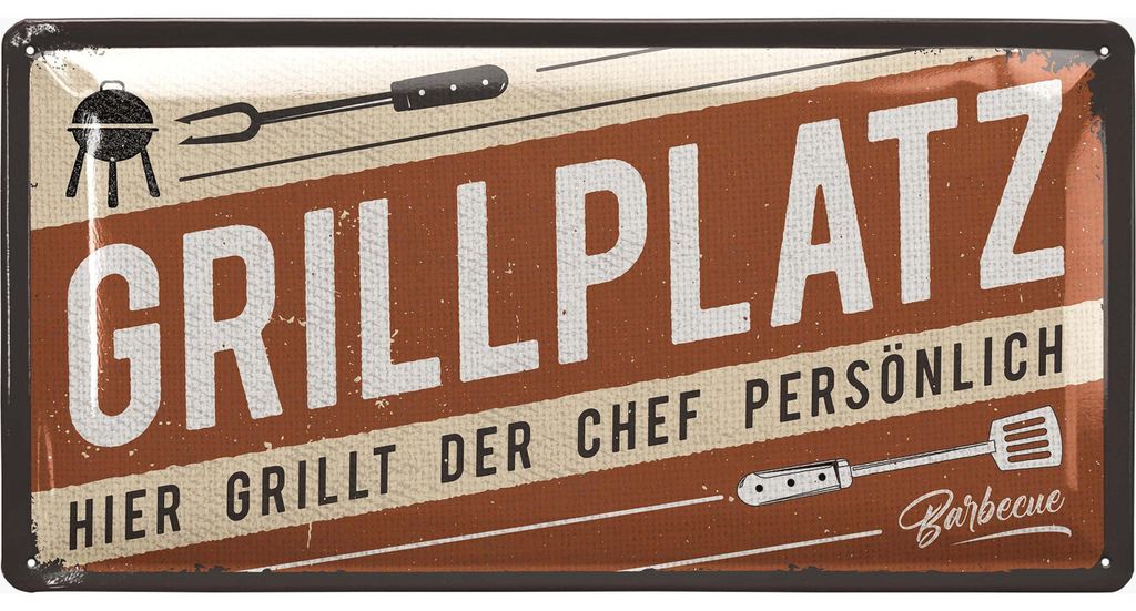 Retro Blechschilder Grillen - GRILLPLATZ - BBQ Grill Retro Produktbild 