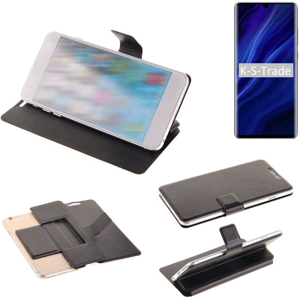 K-S-Trade Schutzhülle kompatibel mit Huawei P30 Pro New Edition Schutzhülle Flip Cover Klapphülle Wallet Case Slim Handyhülle bookstyle schwarz
