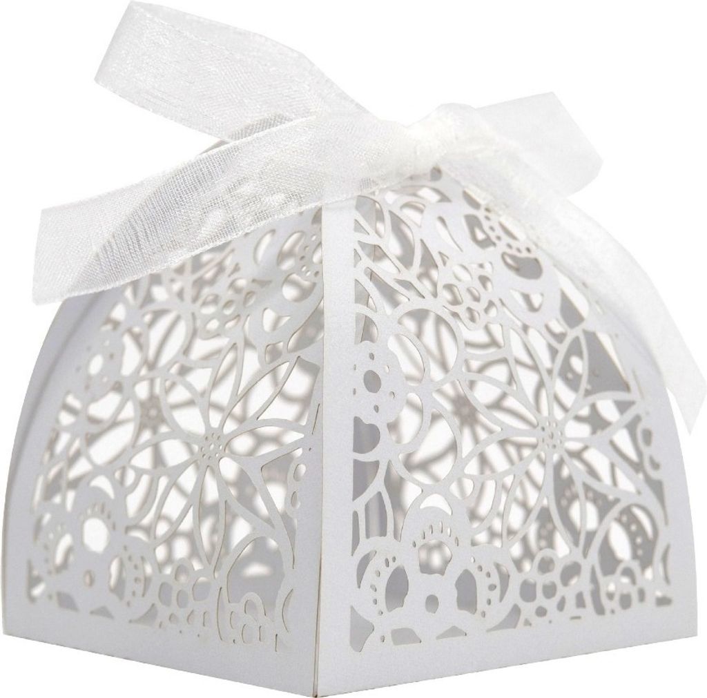 Satz Von 50, Laser Cut Blumen Hochzeit Gunst Boxen, Papier Party Hochzeit Gunst Band Süßigkeiten Boxen Für Valentinstag Party