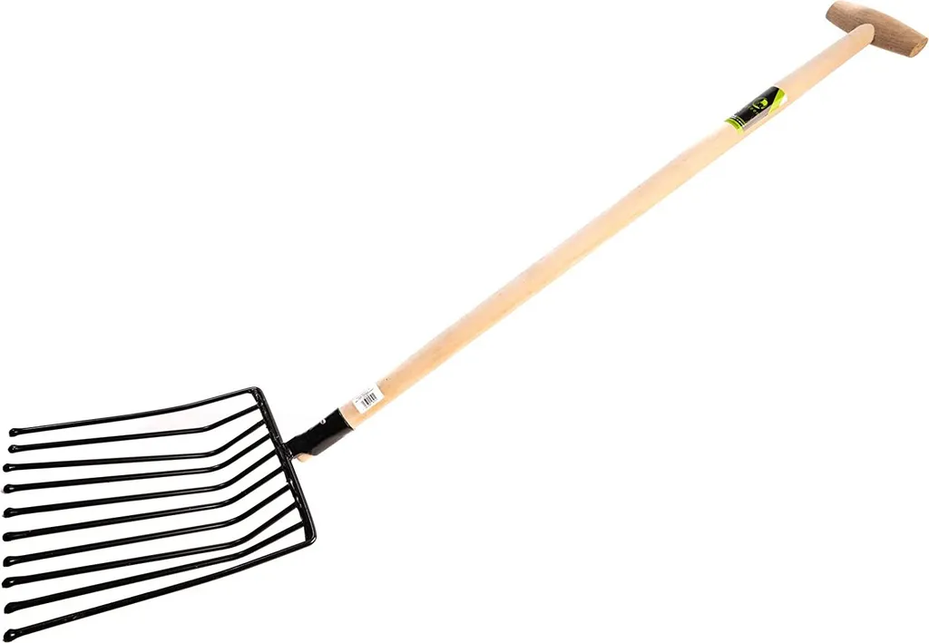 Fourche de jardin 10 dents en acier 120cm manche bois ergonomique