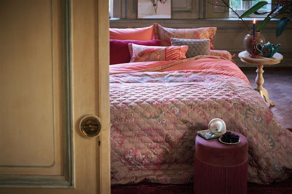 Pip Studio Perkal-Baumwoll-Bettwäsche-Garnitur Royal Birds Farbe Khaki, Größe 155x220+80x80 AL