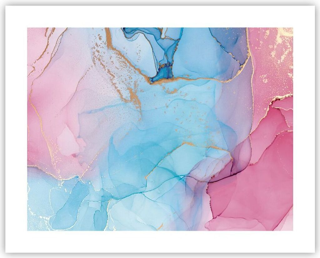 Poster - Poster ohne Rahmen - Marmor Rosa Türkis - 50x40 cm - Wand Bild - Wanddeko - Wandbilder - Kunstposter - Wandposter - Bilder - Kunstdruck -...