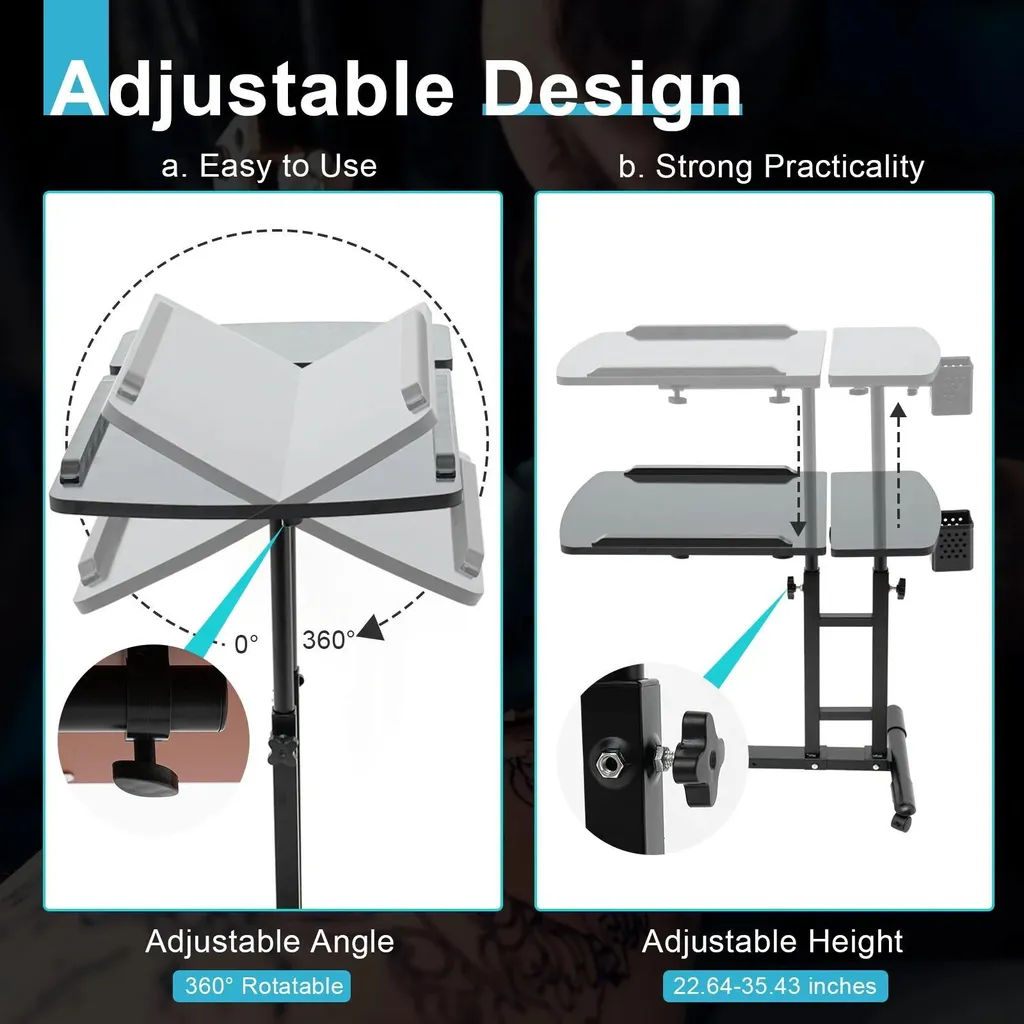 Poste de tatouage ergonomique avec structure fer et hauteur flexible