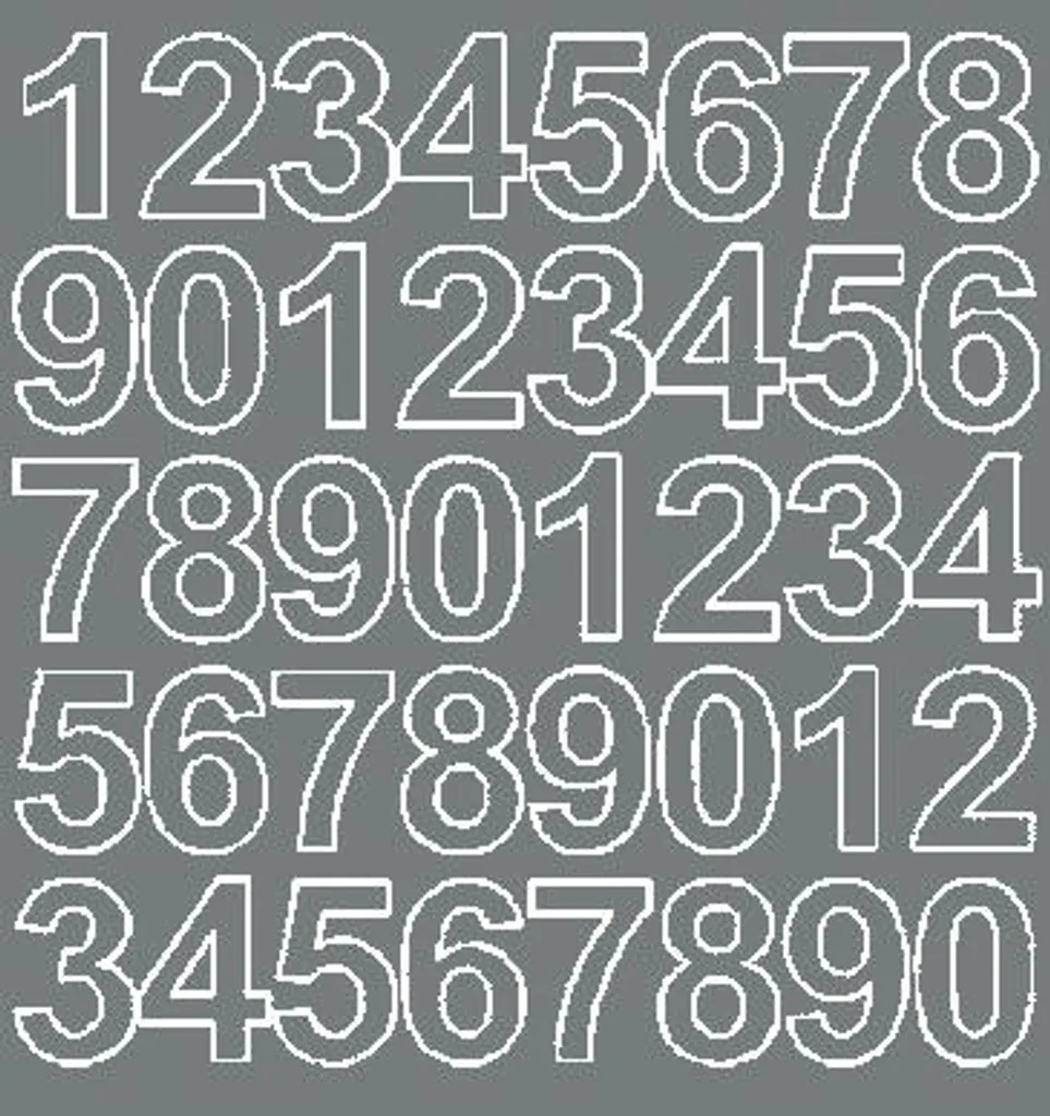 Numeri Adesivi Grigio Opaco 3,5 cm - Set Numerici Professionali in PVC